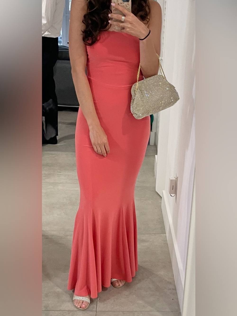 Norma Kamali Coral Strapless Mermaid Maxi Dress